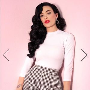 Vixen by Micheline Pitt Bad Girl 3/4 Sleeve Top- White